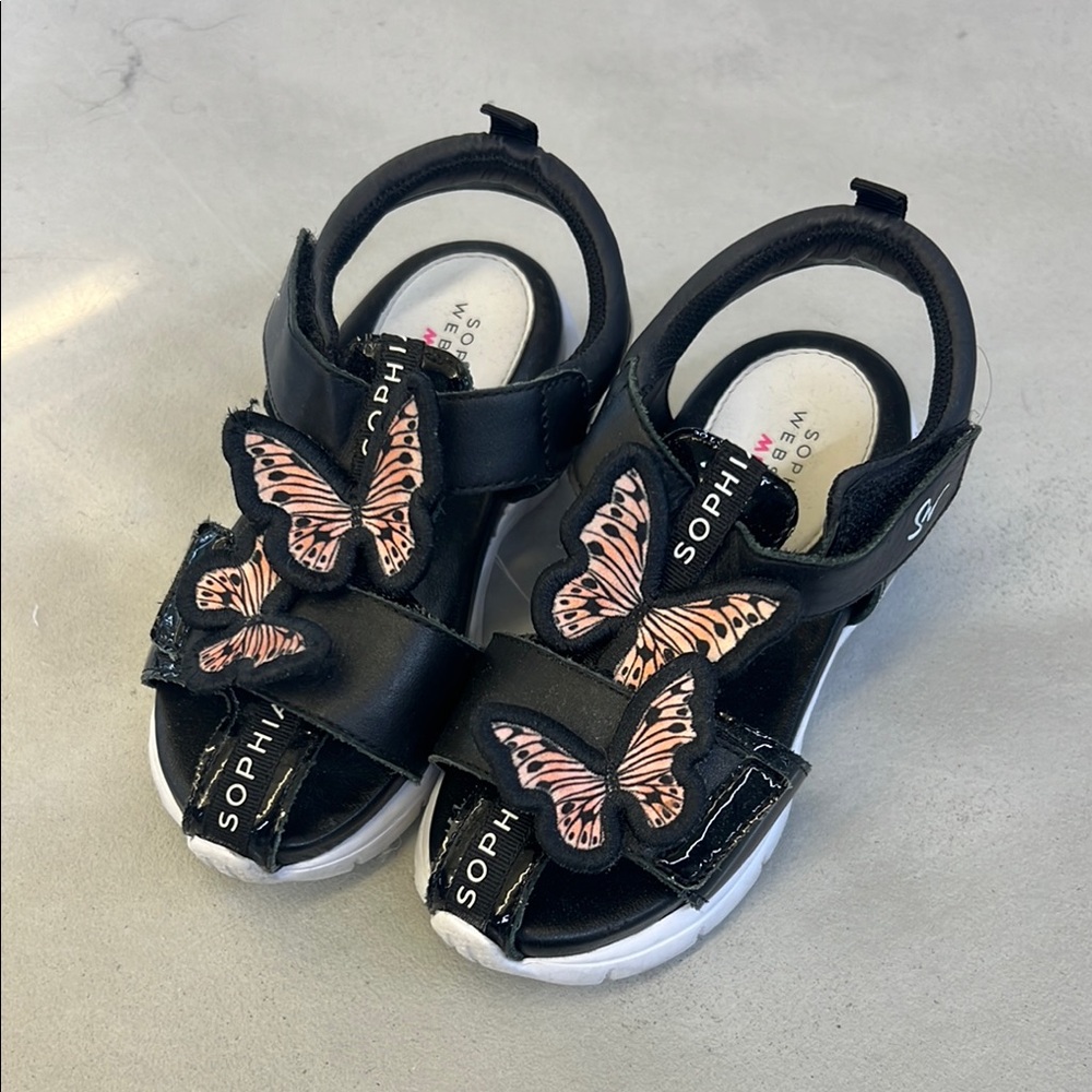 Sophia Webster Black and Pink Sandals with Butterfly Embellishments